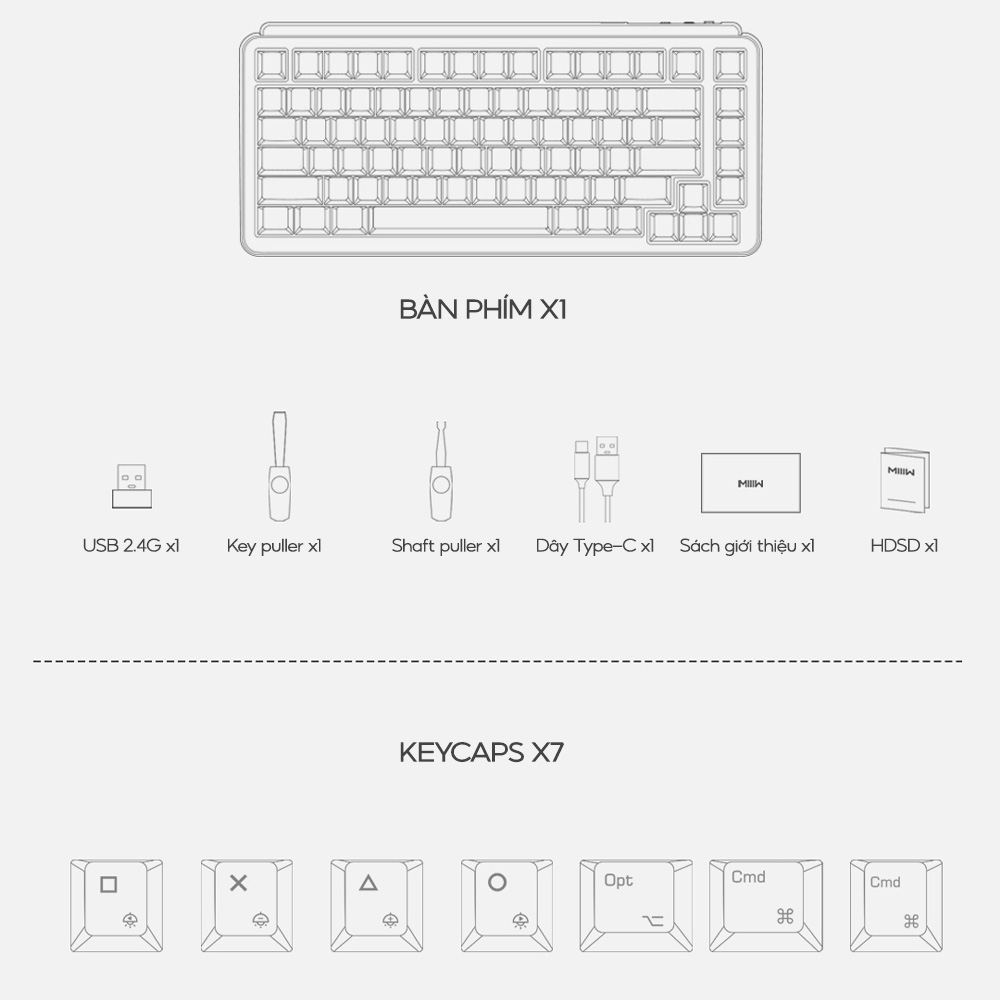 Bàn phím cơ Xiaomi MIIIW ART Z830 – Không dây, Switch Gateron G Pro, RGB, Hotswap, Gasket mount, 83 phím chính hãng Bàn phím cơ Xiaomi MIIIW ART Z830 – Không dây, Switch Gateron G Pro, RGB, Hotswap, Gasket mount, 83 phím - Điện Máy Plus