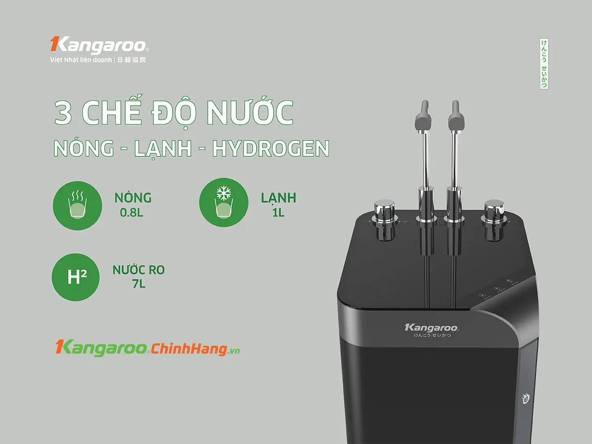 Máy lọc nước Kangaroo Hydrogen nóng lạnh Waterfall KG10W8 - Điện Máy Plus