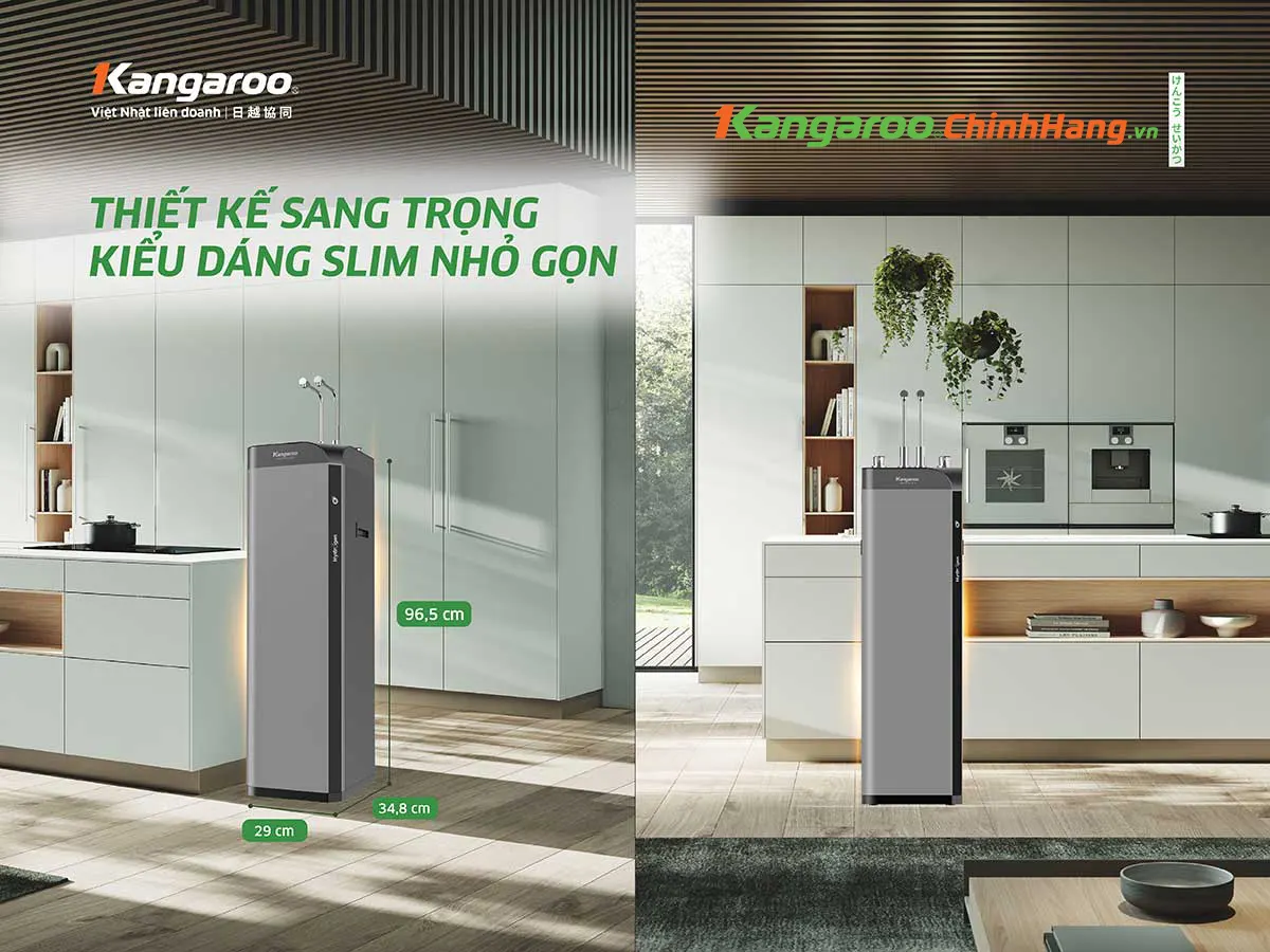 Máy lọc nước Kangaroo Hydrogen nóng lạnh Waterfall KG10W6 - Điện Máy Plus