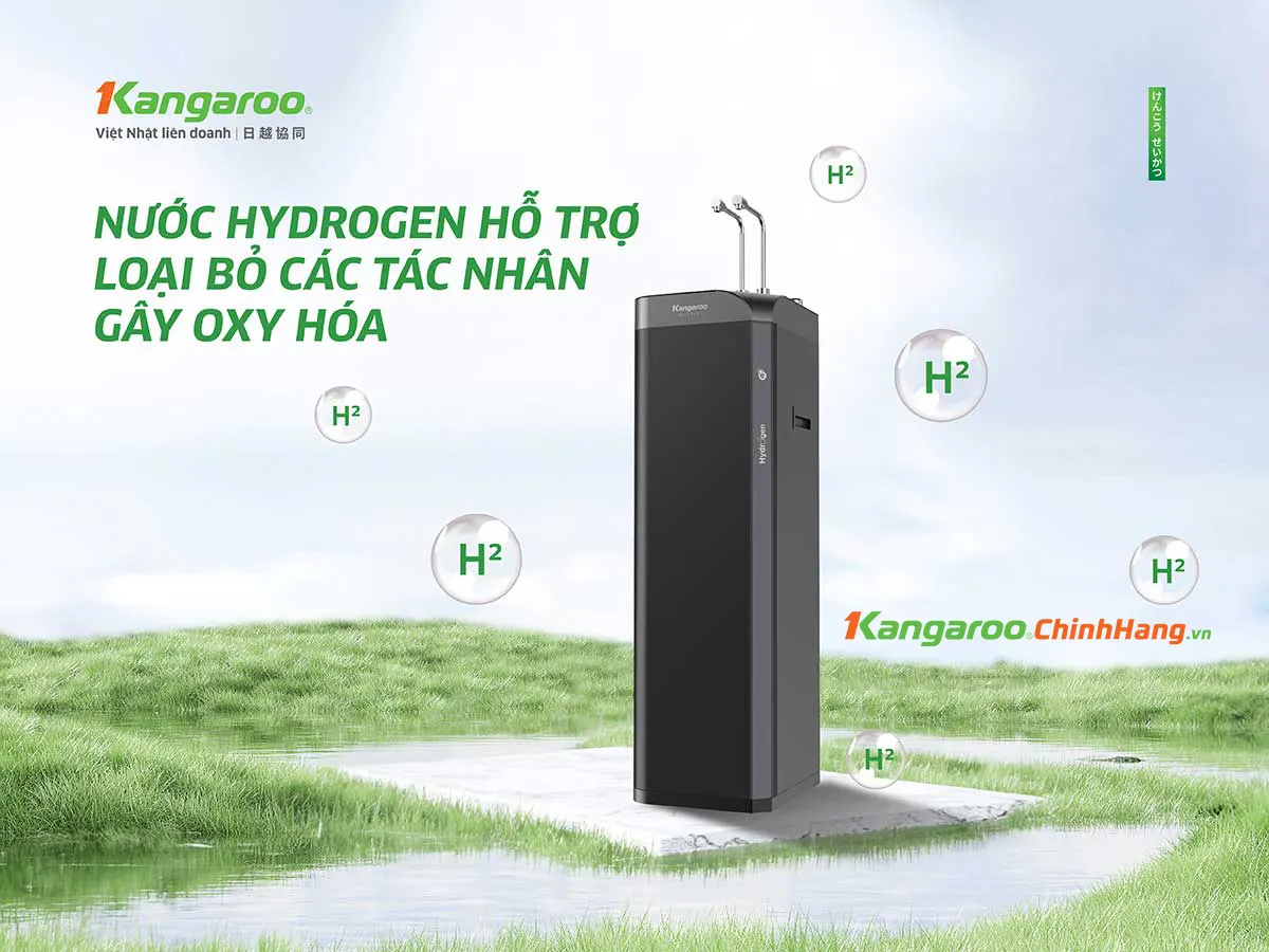 Máy lọc nước Kangaroo Hydrogen nóng lạnh Waterfall KG10W8 - Điện Máy Plus