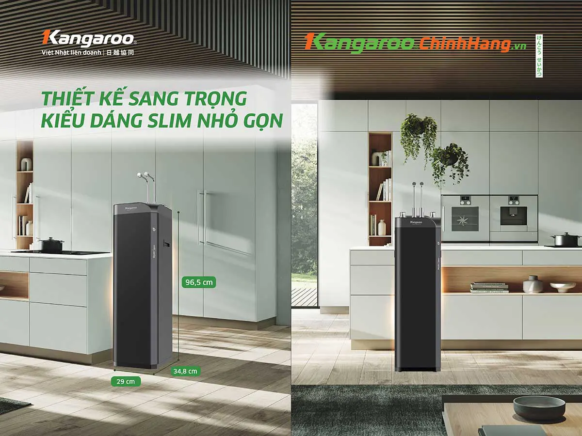 Máy lọc nước Kangaroo Hydrogen nóng lạnh Waterfall KG10W8 - Điện Máy Plus