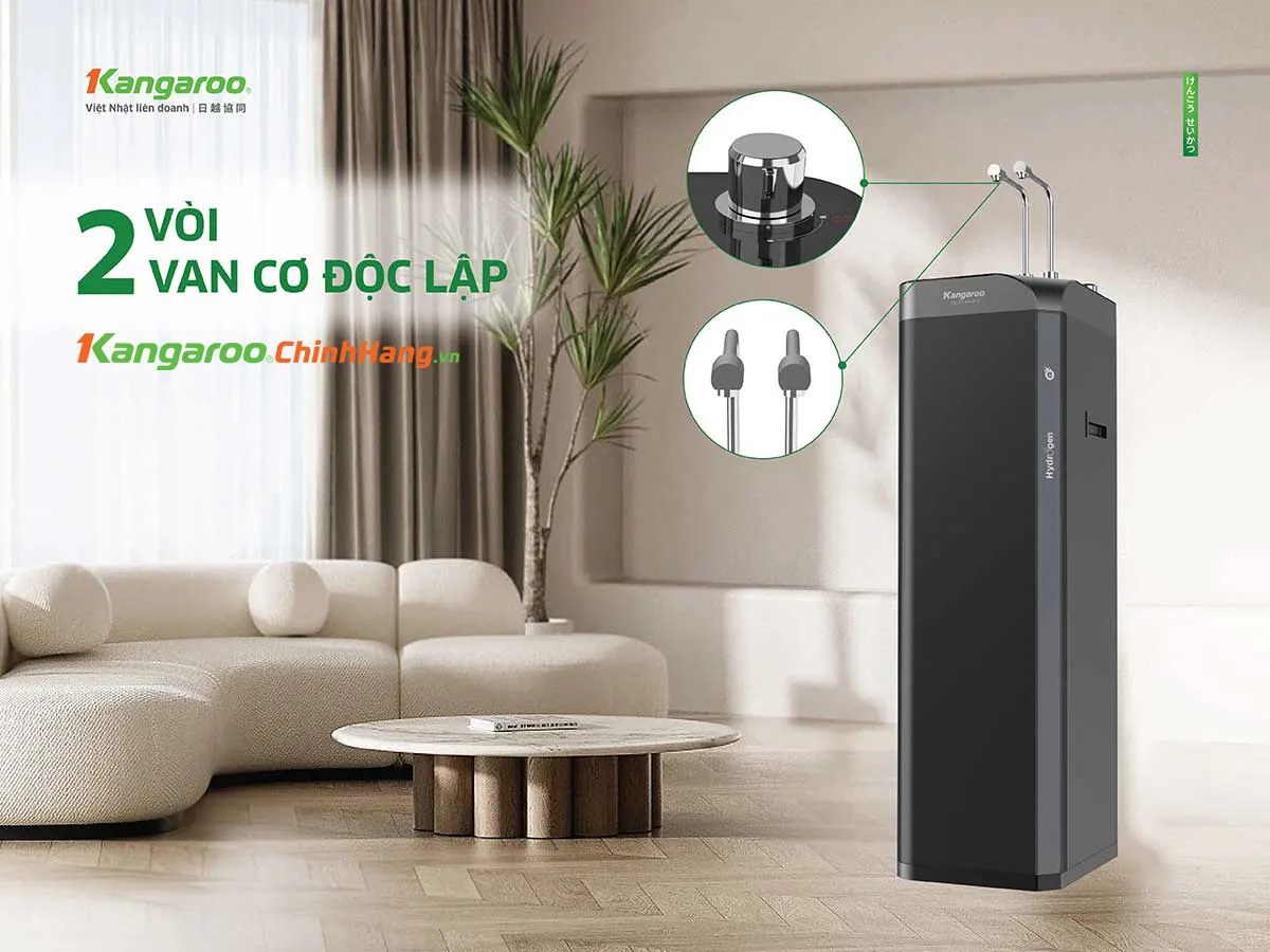 Máy lọc nước Kangaroo Hydrogen nóng lạnh Waterfall KG10W8 - Điện Máy Plus