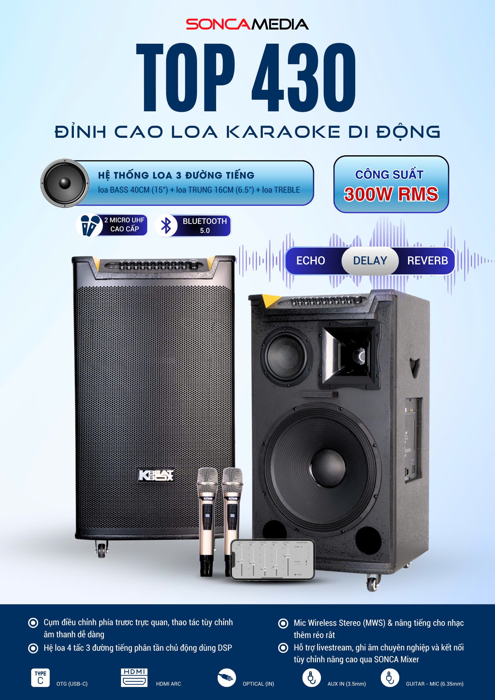 Loa Kéo  Acnos TOP 430 Bas 40 - Điện Máy Plus