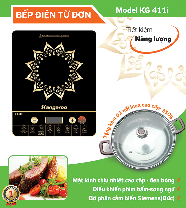 Bếp điện từ đơn Kangaroo KG411i - Điện Máy Plus