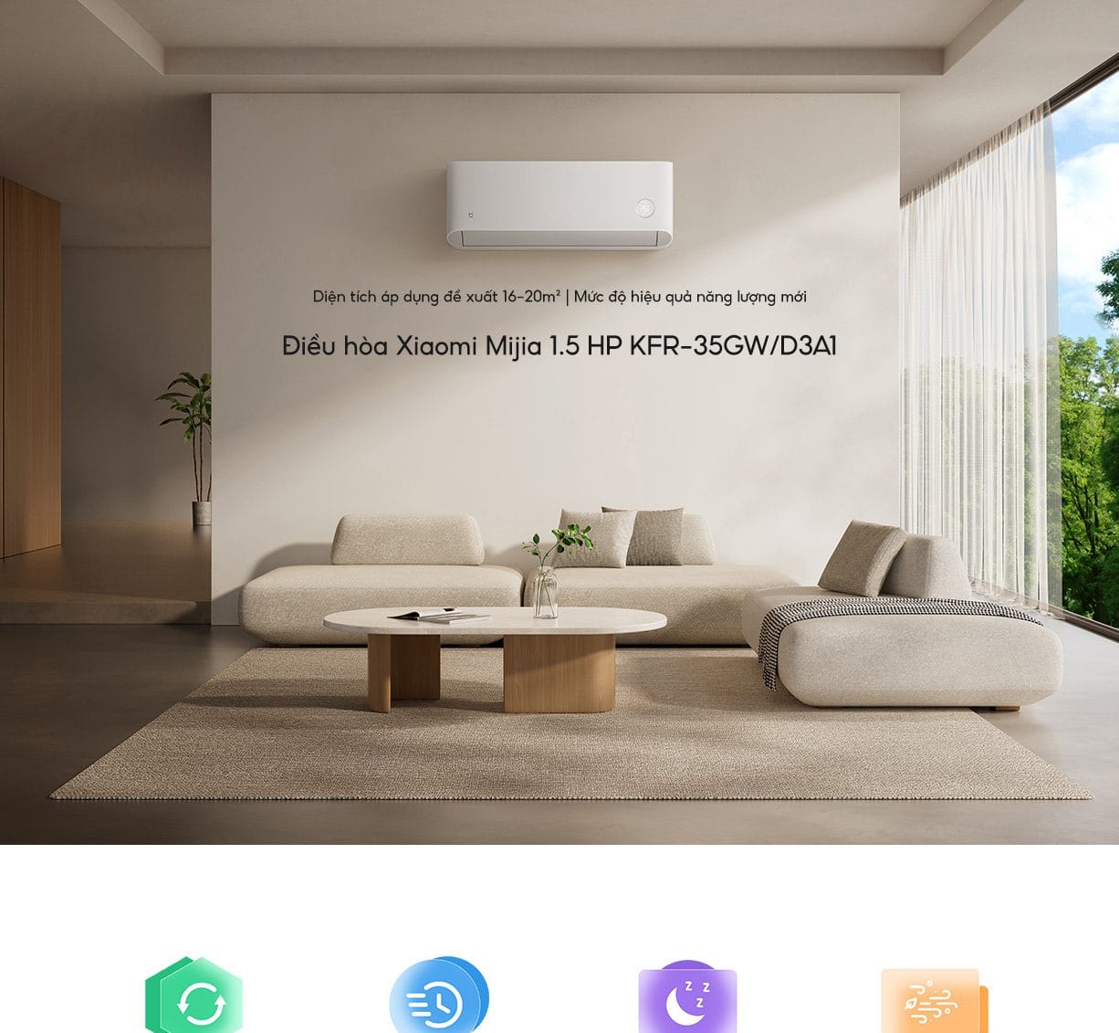 Điều hòa Xiaomi Mijia KFR-35GW/D3A1 (12000BTU) 1.5HP 2 chiều - Điện Máy Plus