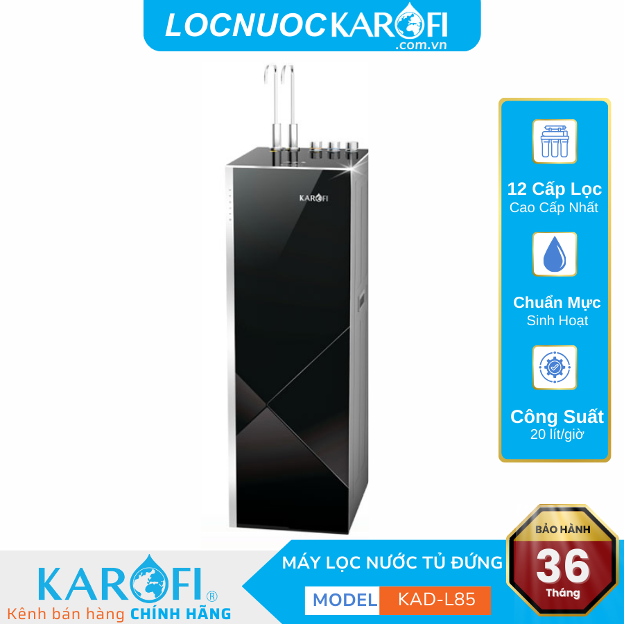 Máy lọc nước nóng lạnh Karofi KAD-L85 – 12 LÕI LỌC – NEW 2025