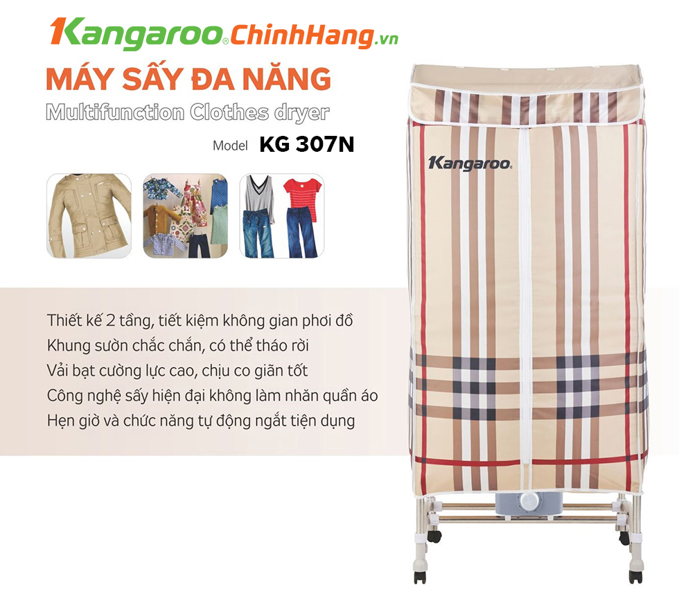 Máy sấy quần áo Kangaroo KG307N - Điện Máy Plus