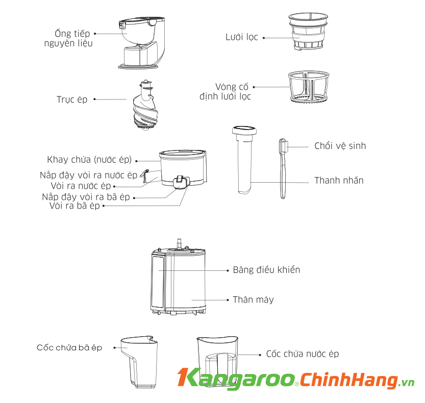 Máy ép chậm Kangaroo KG200SJD1 - Điện Máy Plus