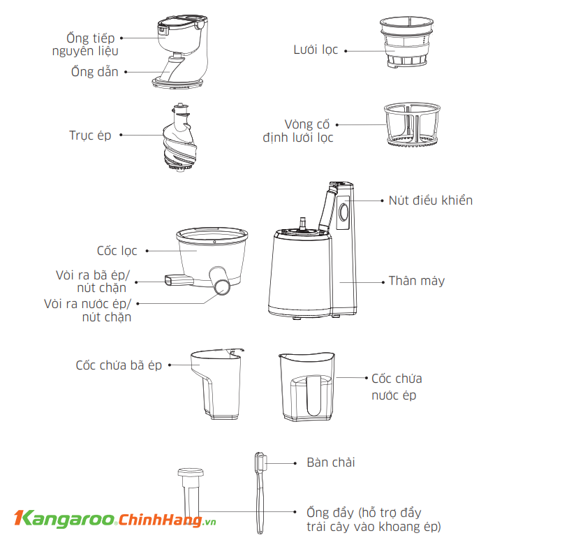 Máy ép chậm Kangaroo KG200SJ - Điện Máy Plus