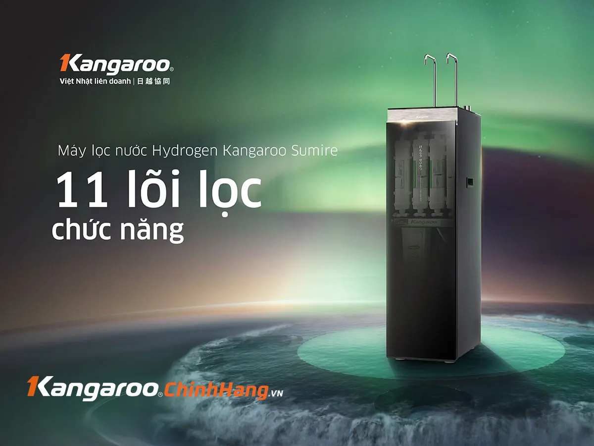 Máy lọc nước Kangaroo Hydrogen nóng lạnh KG11A8 – 11 lõi, Mẫu 2025 - Điện Máy Plus