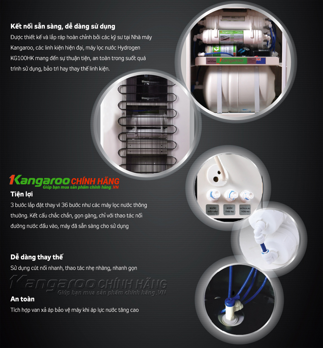 Máy lọc nước Kangaroo Hydrogen KG100HK Nóng – Lạnh – RO - Điện Máy Plus