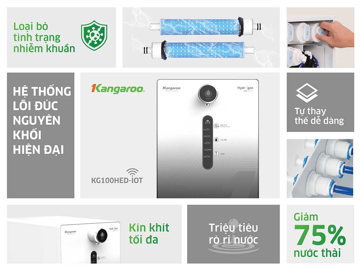 Máy lọc nước Kangaroo Hydrogen KG100HED-IOT - Điện Máy Plus