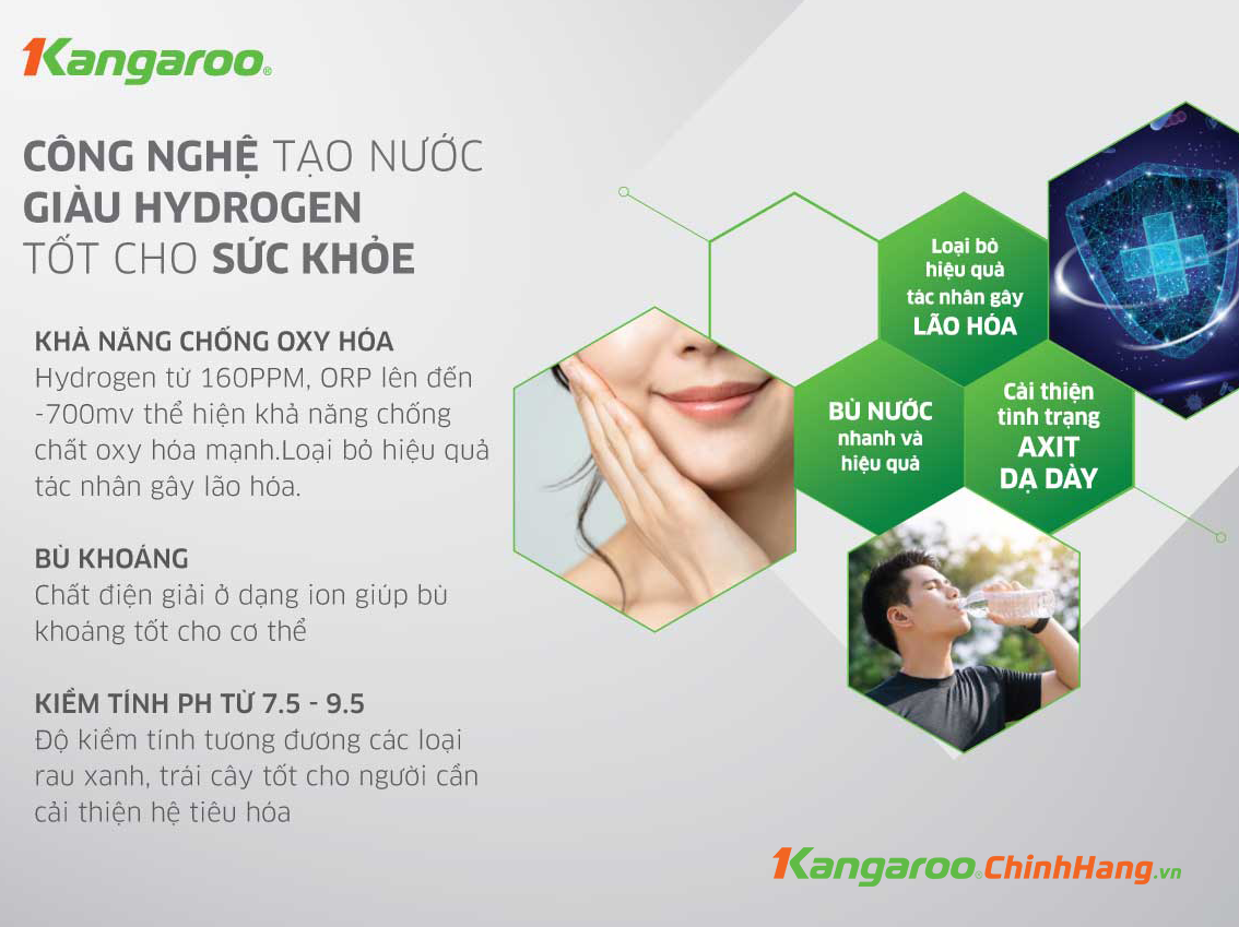 Máy lọc nước Kangaroo Hydrogen Slim Nóng Lạnh KG10A7S - Điện Máy Plus