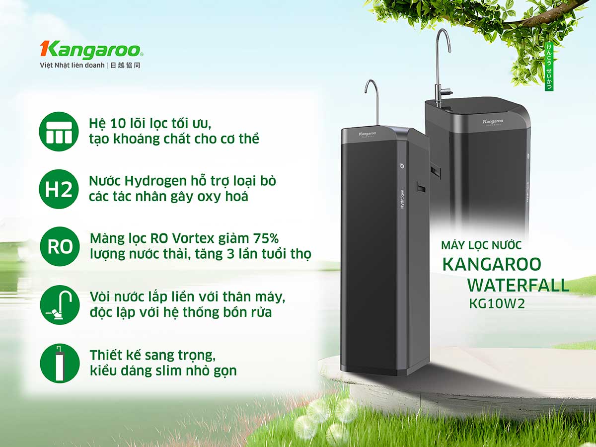 Máy lọc nước Kangaroo Hydrogen Waterfall KG10W2 - Điện Máy Plus