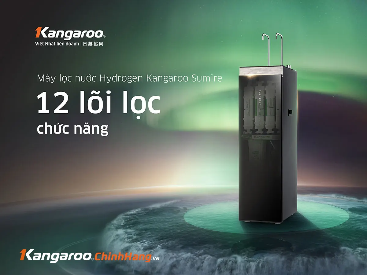 Máy lọc nước Kangaroo Hydrogen nóng lạnh KG12A6 – 12 lõi, Mẫu 2025 - Điện Máy Plus