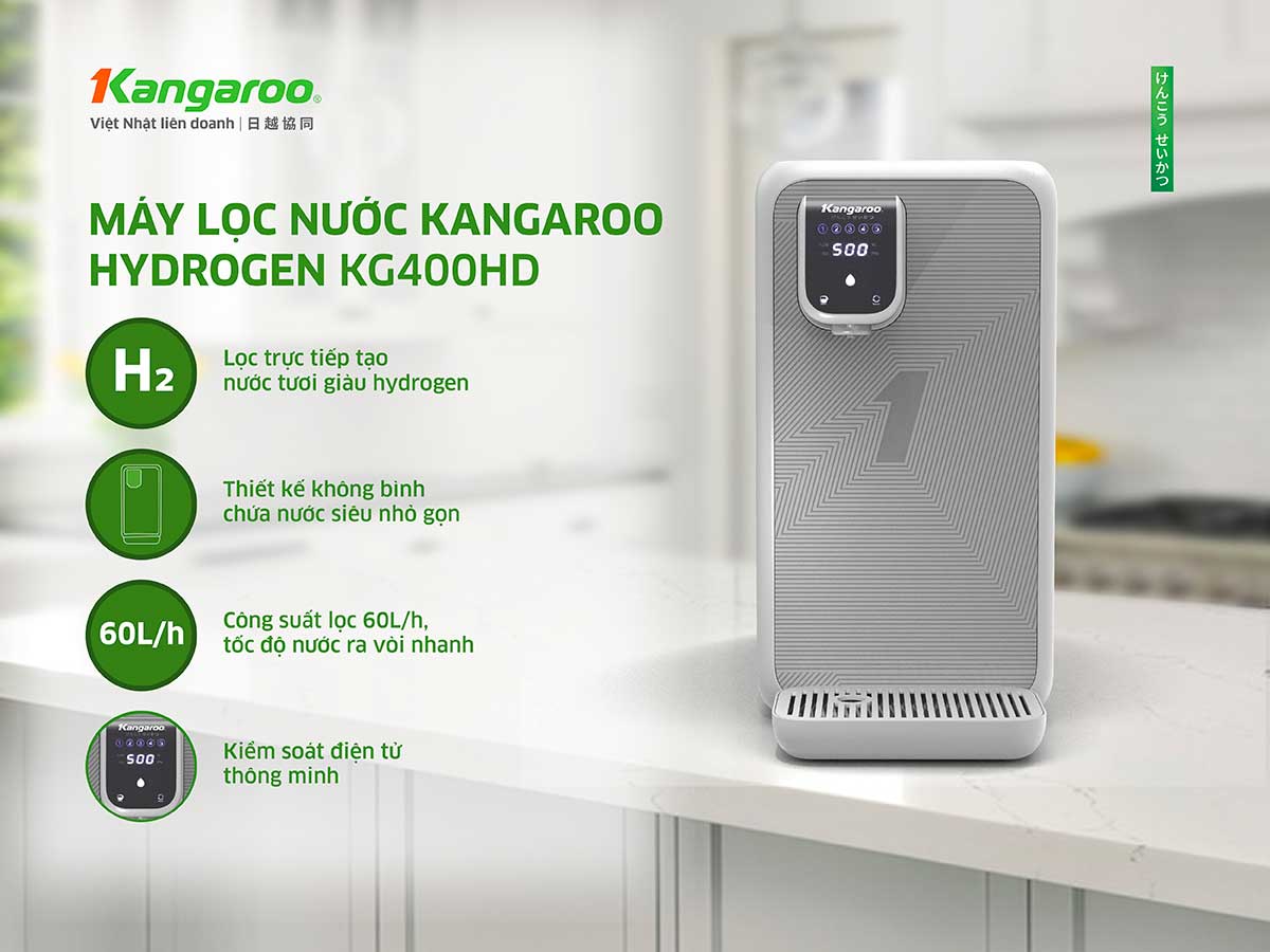 Máy lọc nước Kangaroo Hydrogen KG400HD – 5 Lõi lọc - Điện Máy Plus
