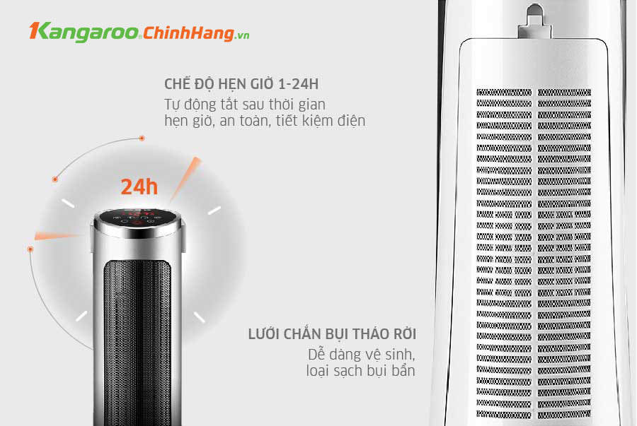 Máy sưởi gốm ceramic Kangaroo KGFH06 chính hãng Máy sưởi gốm ceramic Kangaroo KGFH06 - Điện Máy Plus
