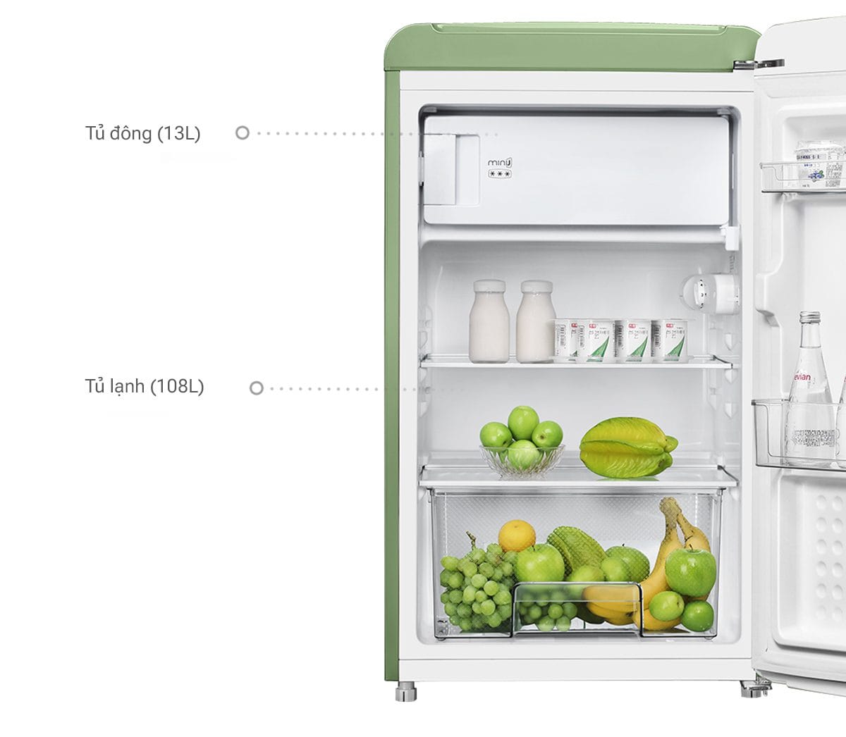 Tủ lạnh Mini MiniJ Retro 121L nhỏ gọn thiết kế hiện đại - Điện Máy Plus