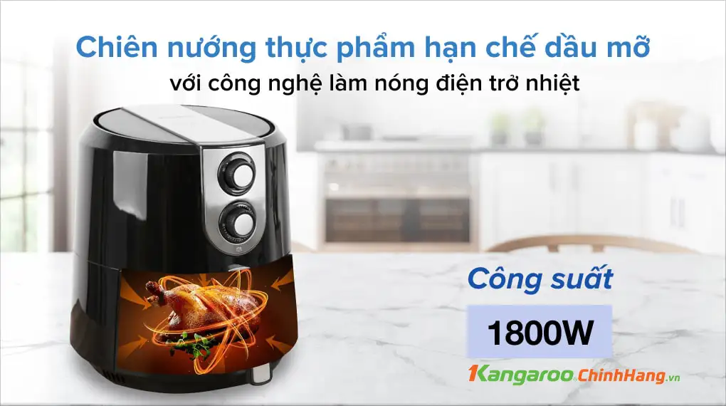 Nồi chiên không dầu Kangaroo KG55AF1 chính hãng Nồi chiên không dầu Kangaroo KG55AF1 - Điện Máy Plus
