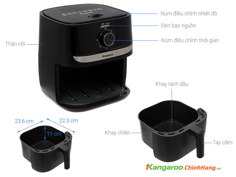 Nồi chiên không dầu Kangaroo KG6AF1 - Điện Máy Plus