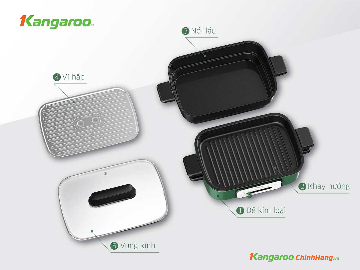 Nồi lẩu nướng đa năng Kangaroo KG5EGH - Điện Máy Plus