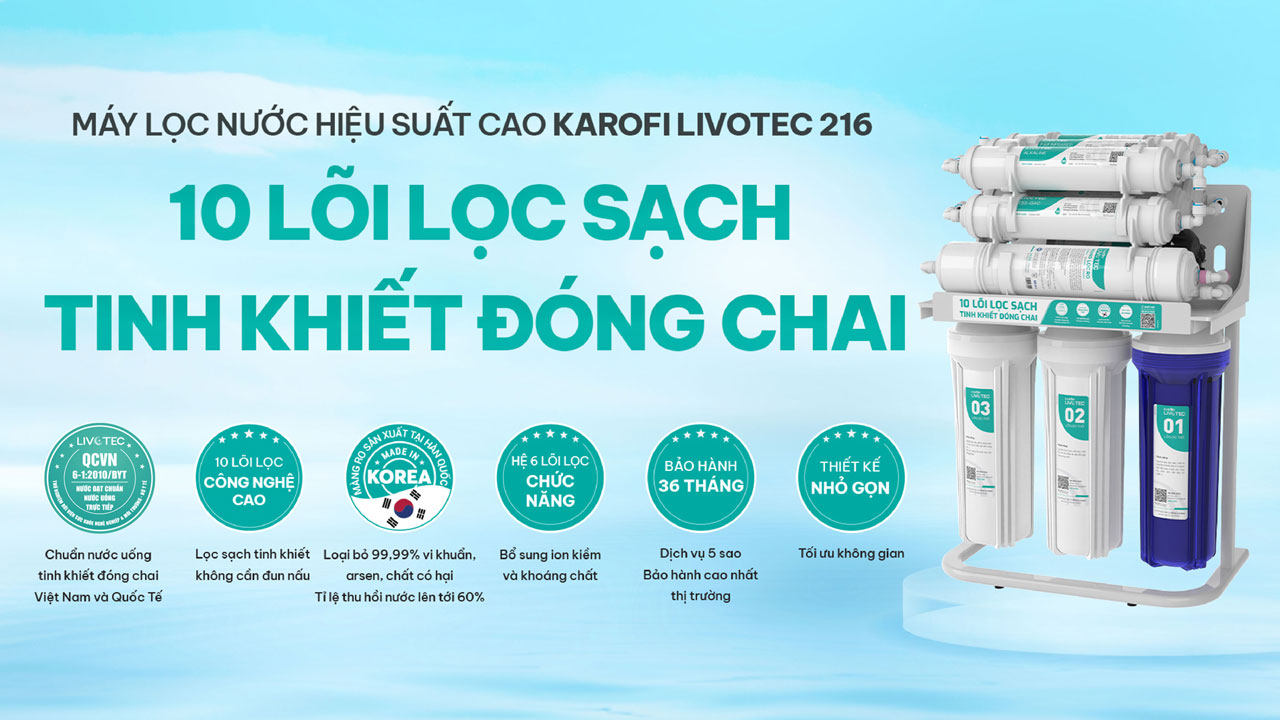 Máy lọc nước RO Karofi Livotec 216 – 10 lõi – chân quỳ chính hãng Máy lọc nước RO Karofi Livotec 216 – 10 lõi – chân quỳ - Điện Máy Plus
