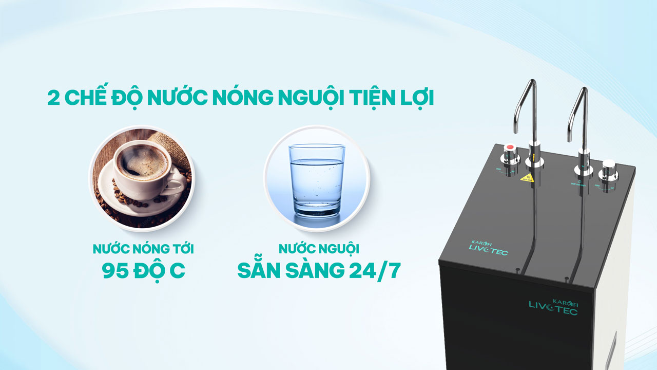 Máy lọc nước nóng nguội Karofi Livotec 615 – Mẫu mới 2025 - Điện Máy Plus