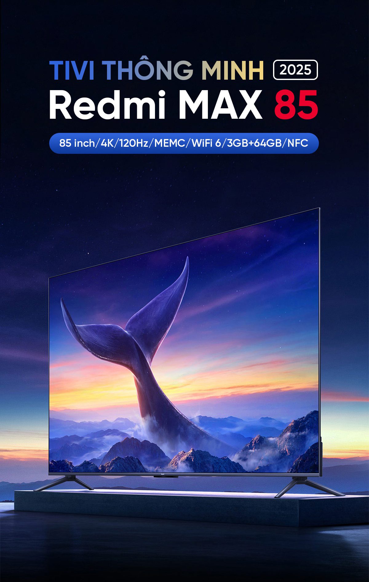 Tivi Xiaomi Redmi Max 85 Inch Nội Địa 2025 Ram3GB/64GB - Điện Máy Plus