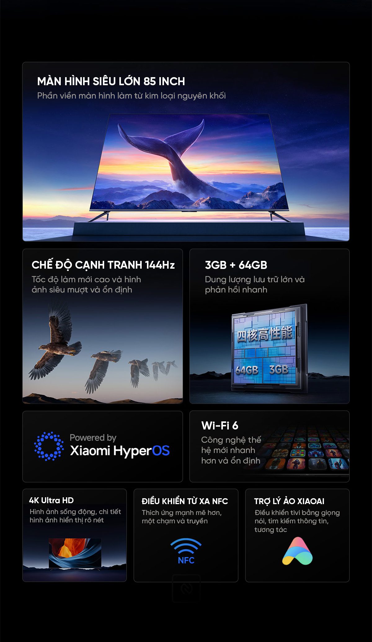 Tivi Xiaomi Redmi Max 85 Inch Nội Địa 2025 Ram3GB/64GB - Điện Máy Plus