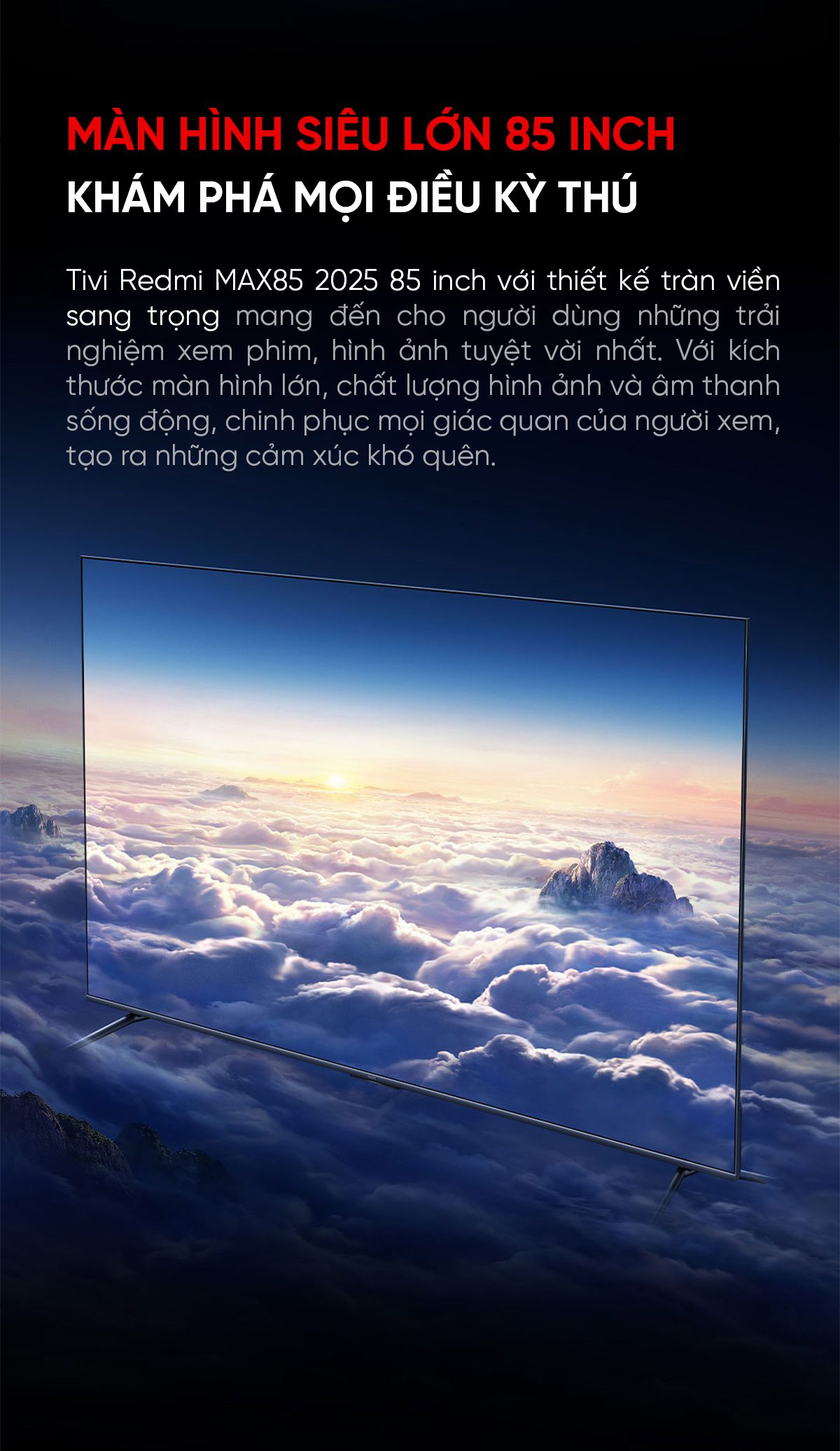 Tivi Xiaomi Redmi Max 85 Inch Nội Địa 2025 Ram3GB/64GB - Điện Máy Plus