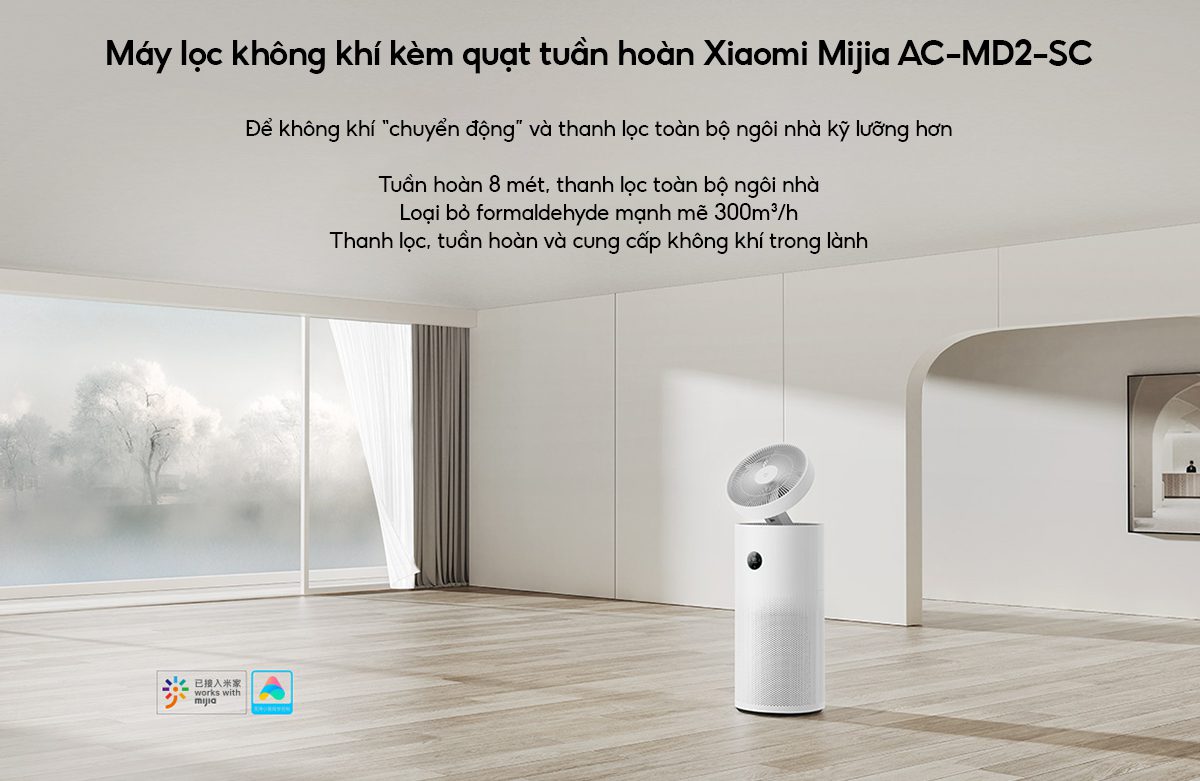 Xiaomi Mijia AC-MD2-SC máy lọc không khí kèm quạt, diện tích 60 m² - Điện Máy Plus
