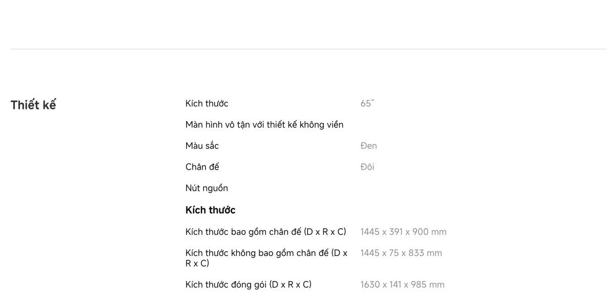 Tivi Xiaomi A 65 Inch – 2026 Bản Quốc Tế – 4K/60Hz – 2GB/8GB - Điện Máy Plus