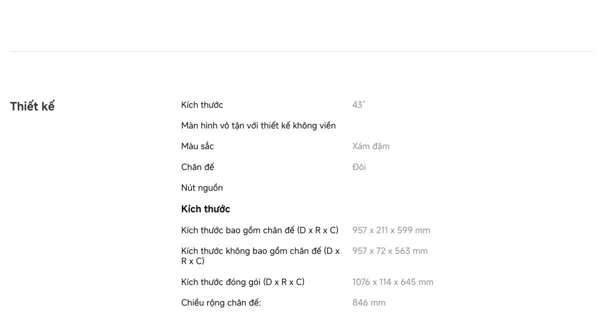 Tivi Xiaomi A Pro 43 Inch – 2026 Bản Quốc Tế – QLED 4K/60Hz – 2GB/8GB - Điện Máy Plus