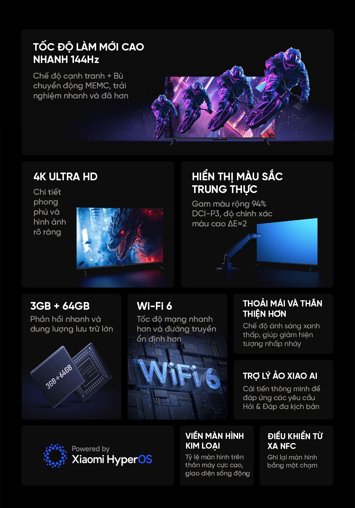 Tivi Xiaomi Redmi A Pro 65 Inch 2025 Ram 3/64GB 144Hz Tiết Kiệm Điện - Điện Máy Plus