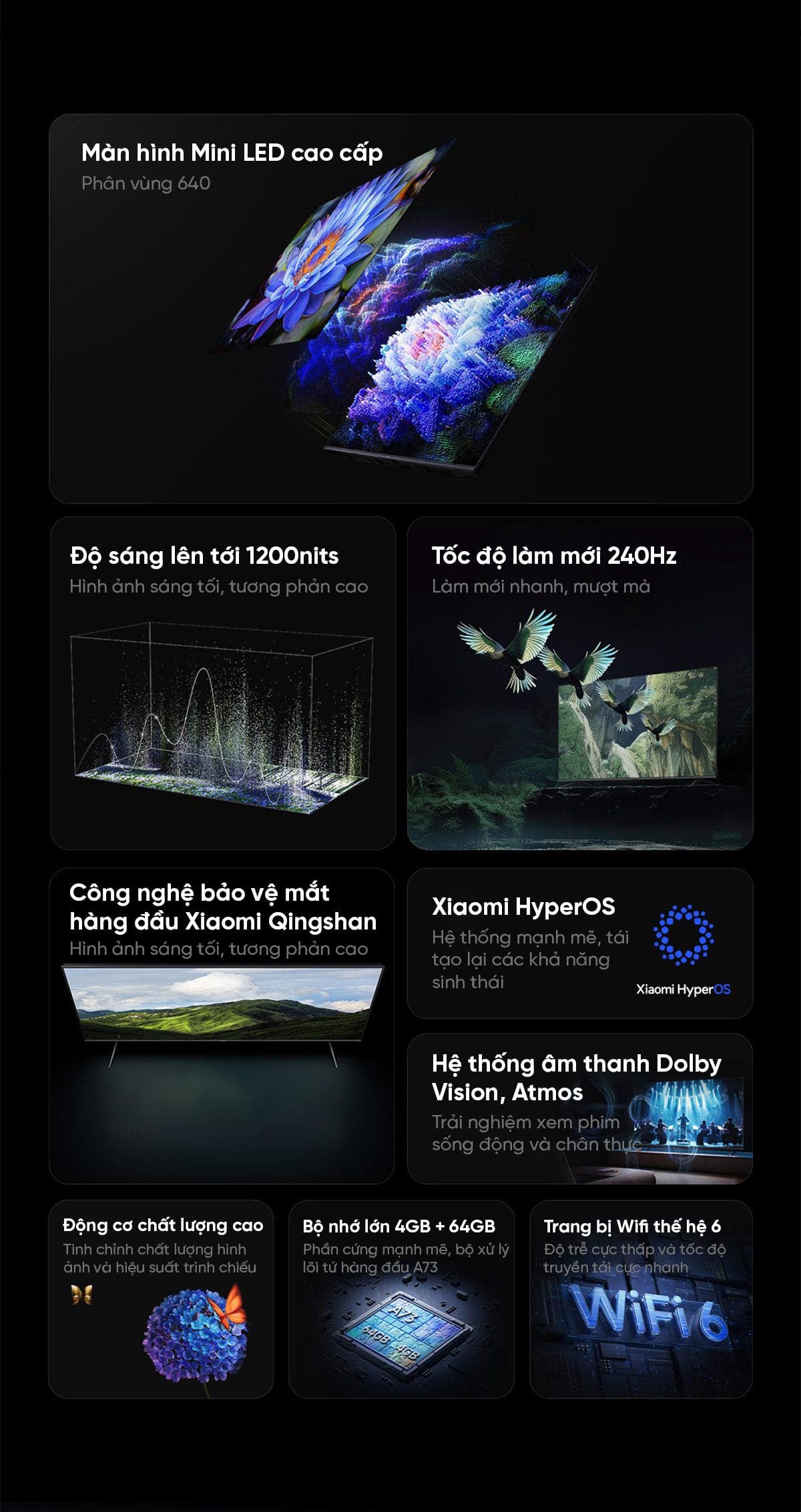 Tivi Xiaomi S 85 Mini LED 85 Inch 240Hz Ram 4/64GB - Điện Máy Plus