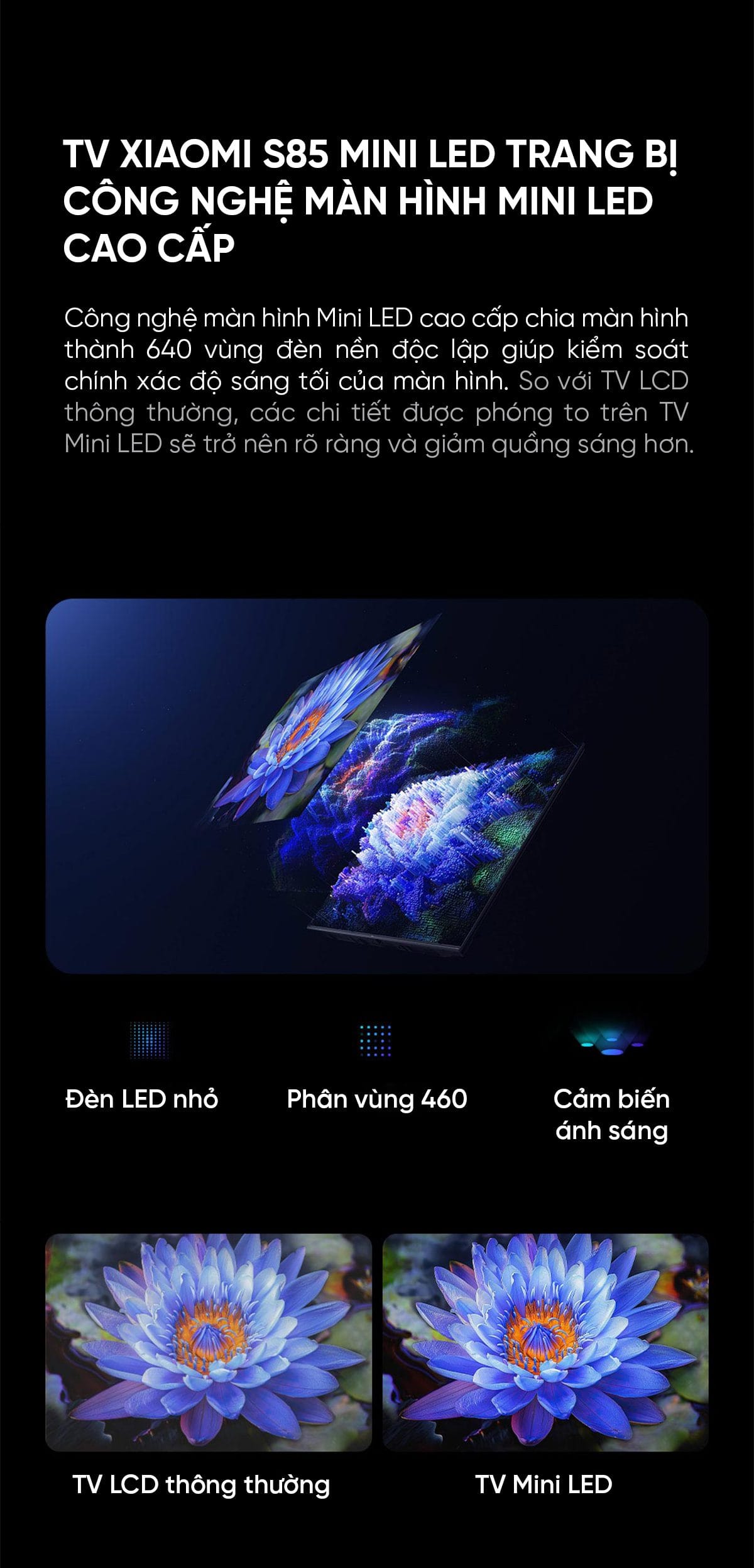 Tivi Xiaomi S 85 Mini LED 85 Inch 240Hz Ram 4/64GB - Điện Máy Plus
