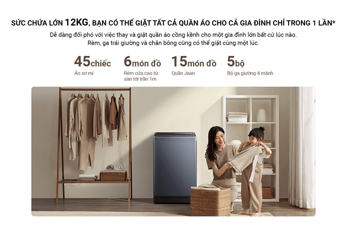 Máy giặt Xiaomi XQB120MJ301 cửa trên, giặt 12kg - Điện Máy Plus