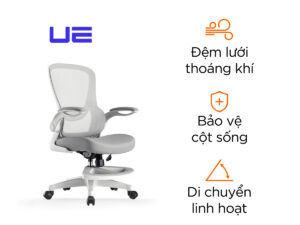 Ghế công thái học Yongyi Xiao H – Đệm cao su cao cấp, bánh xe đa năng, MC-0027W
