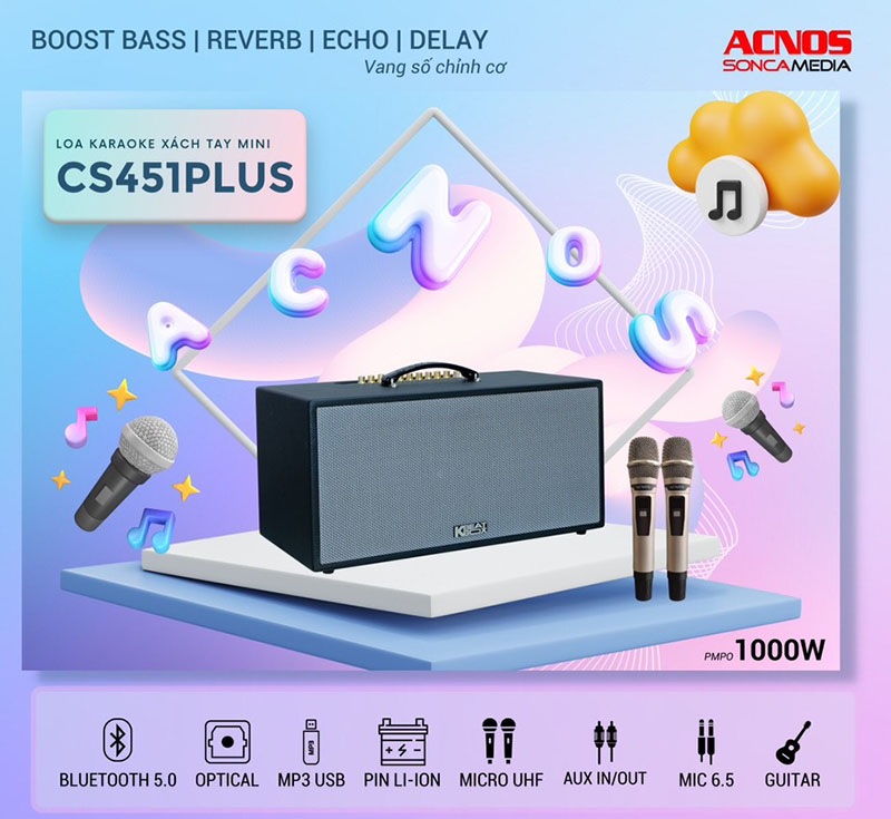 Loa Xách Tay Acnos CS451Plus-Bass 20 (3 ĐT) chính hãng Loa Xách Tay Acnos CS451Plus-Bass 20 (3 ĐT) - Điện Máy Plus