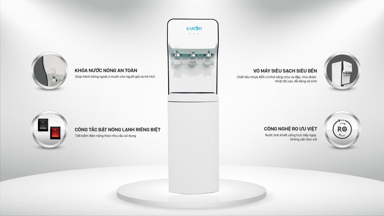 Cây nước nóng lạnh Karofi HC18-RO chính hãng Cây nước nóng lạnh Karofi HC18-RO - Điện Máy Plus