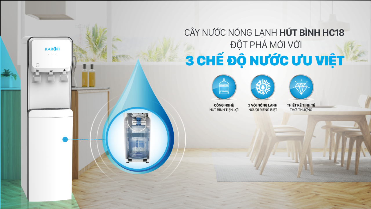 Cây nước nóng lạnh hút bình Karofi HC18 - Điện Máy Plus