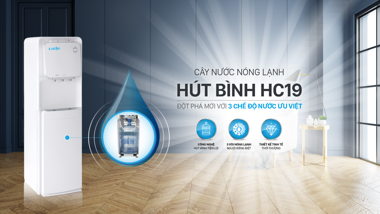 Cây nước nóng lạnh hút bình Karofi HC19 - Điện Máy Plus