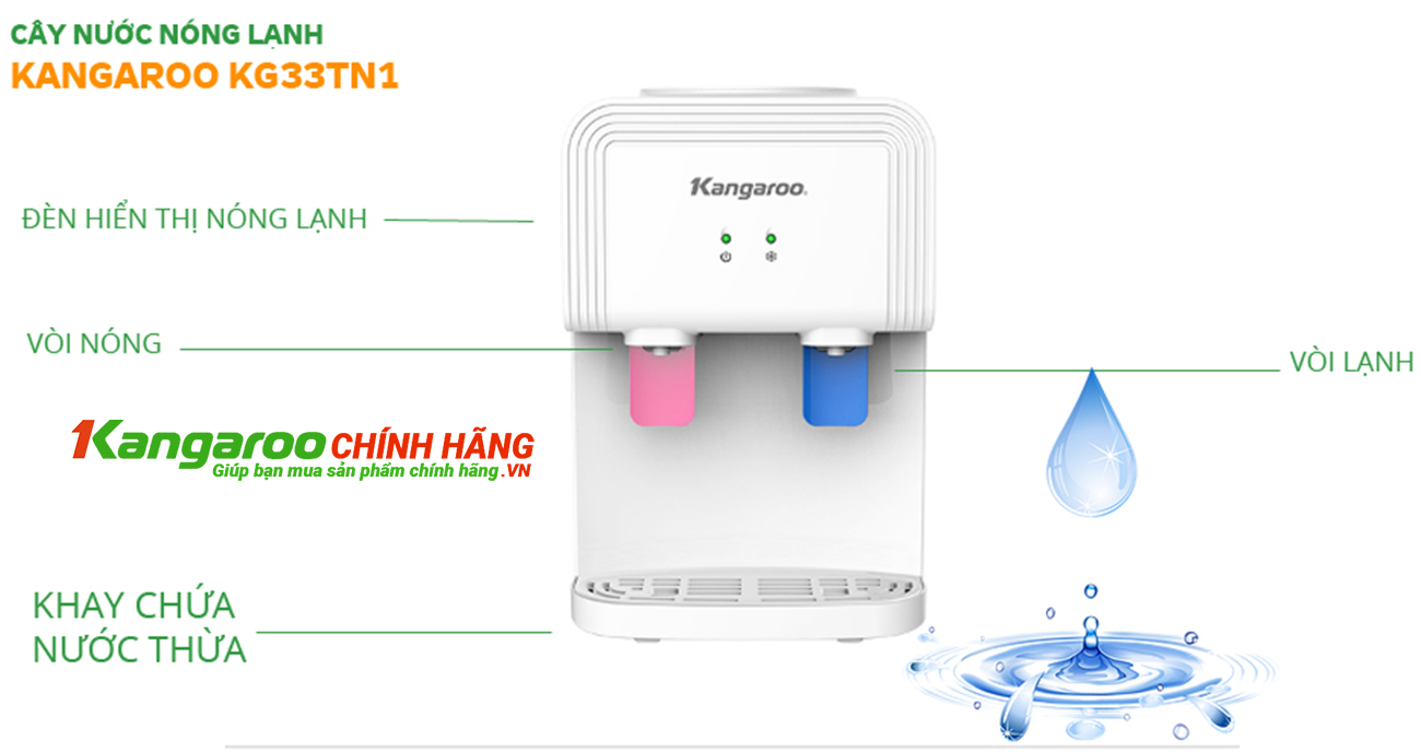 Cây nước nóng lạnh Kangaroo KG33TN1 chính hãng Cây nước nóng lạnh Kangaroo KG33TN1 - Điện Máy Plus