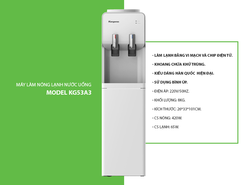 Cây nước nóng lạnh Kangaroo KG53A3 - Điện Máy Plus