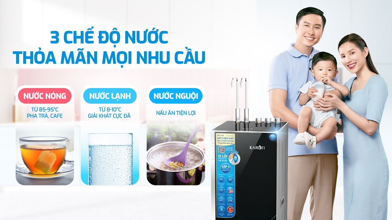 Máy lọc nước nóng lạnh Karofi KAD-L85 – 12 LÕI LỌC – NEW 2025 chính hãng Máy lọc nước nóng lạnh Karofi KAD-L85 – 12 LÕI LỌC – NEW 2025 - Điện Máy Plus