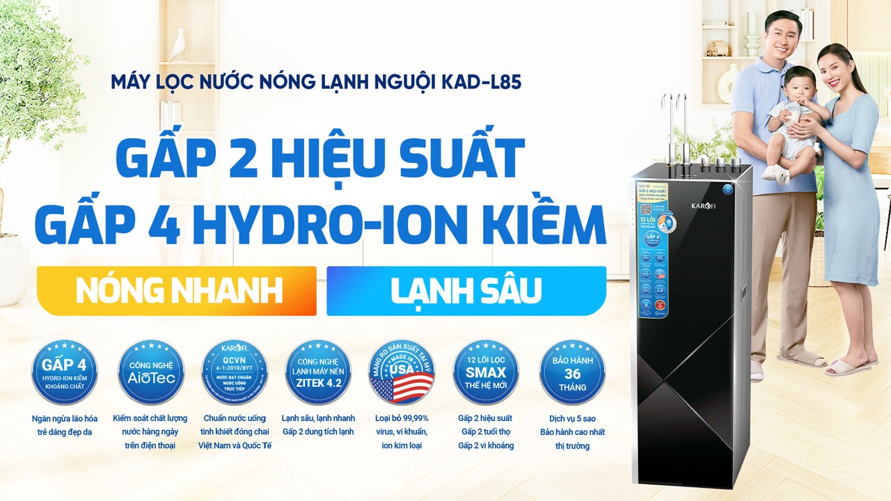 Máy lọc nước nóng lạnh Karofi KAD-L85 – 12 LÕI LỌC – NEW 2025 chính hãng Máy lọc nước nóng lạnh Karofi KAD-L85 – 12 LÕI LỌC – NEW 2025 - Điện Máy Plus
