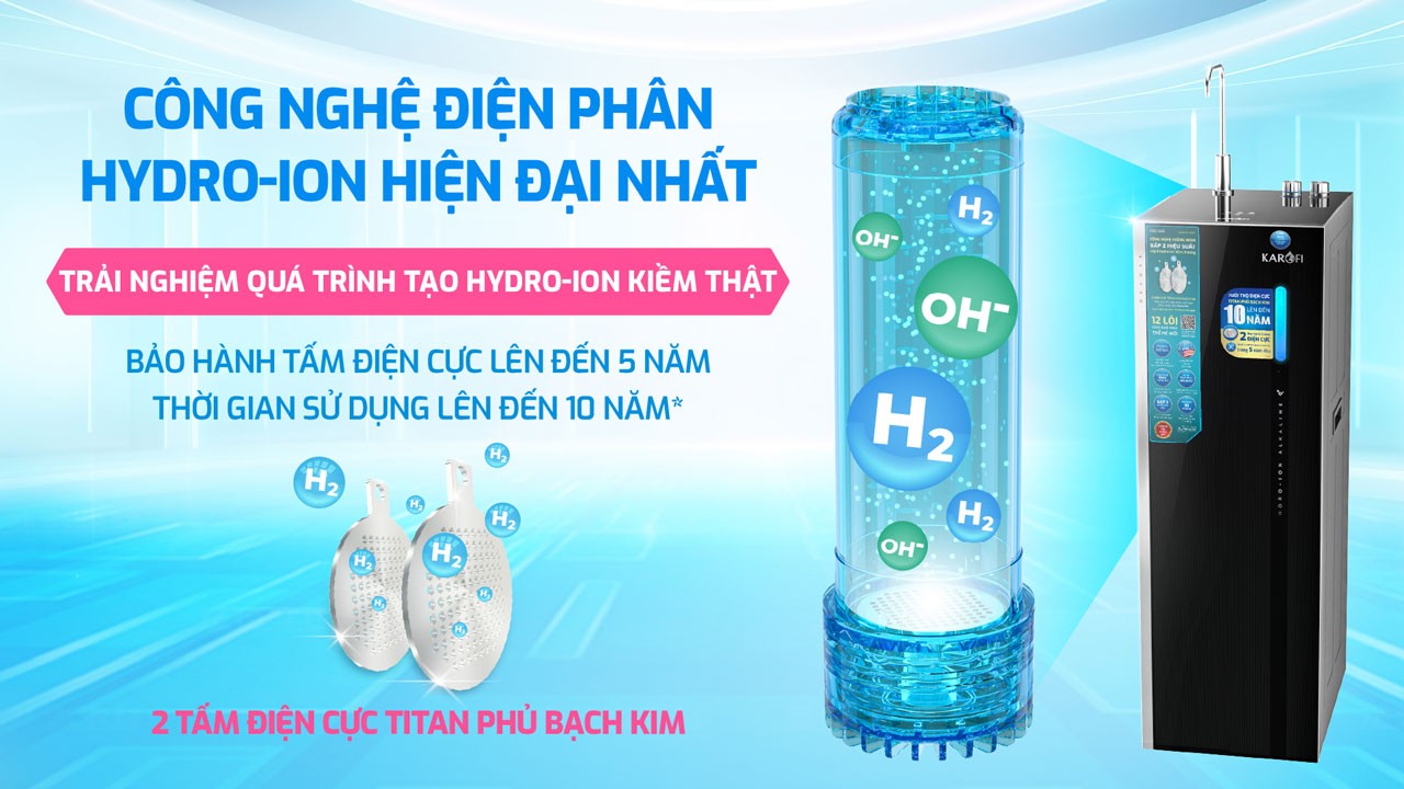 Máy lọc nước Hydro-ion kiềm Karofi KAE-S66 chính hãng Máy lọc nước Hydro-ion kiềm Karofi KAE-S66 - Điện Máy Plus