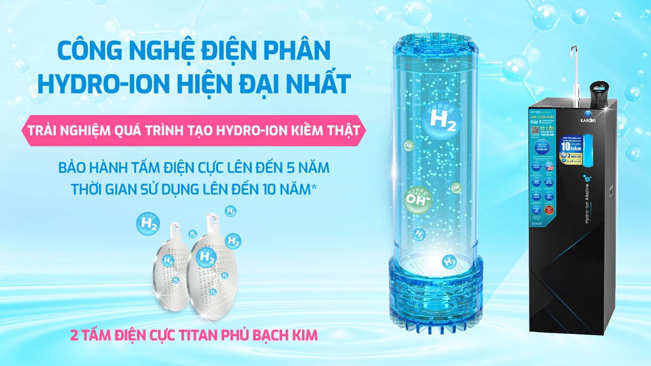 Máy lọc nước Hydro-ion kiềm Karofi KAE-S68 chính hãng Máy lọc nước Hydro-ion kiềm Karofi KAE-S68 - Điện Máy Plus
