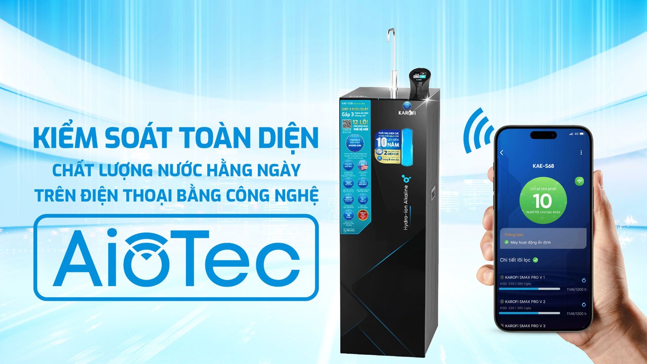 Máy lọc nước Hydro-ion kiềm Karofi KAE-S68 chính hãng Máy lọc nước Hydro-ion kiềm Karofi KAE-S68 - Điện Máy Plus