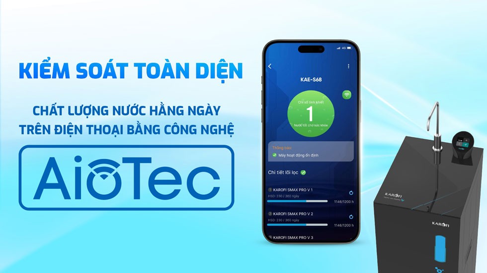 Máy lọc nước Hydro-ion kiềm Karofi KAE-S68 – THÔNG MINH – CAO CẤP – NEW 2025 chính hãng Máy lọc nước Hydro-ion kiềm Karofi KAE-S68 – THÔNG MINH – CAO CẤP – NEW 2025 - Điện Máy Plus